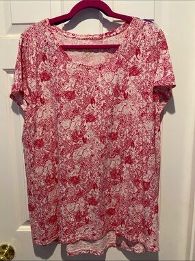 Lilly Pulitzer Etta Tee - XXL -Like New - Rousseau Red Animal Magnetism